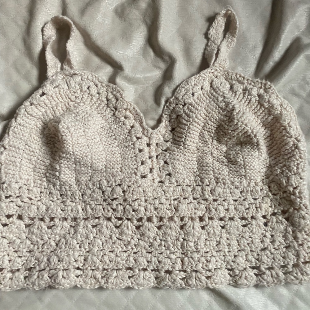 Cream Crochet Crop Top